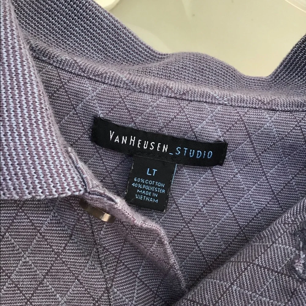 Van Heusen studio men’s polo pocket shirt large Tall blues and grays - Picture 8 of 9